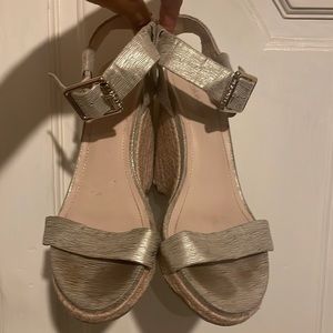 Calvin Klein gold metallic wedges